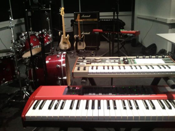 keyboards while rehearsing